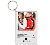 Guerity Porte-clés musical personnalisé avec cadre photo - Porte-clés musical personnalisé en acrylique avec photo et texte - Cadeaux pour couple, lui, elle, Porte-clés D personnalisé, 5x8cm