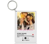 Guerity Porte-clés personnalisable pour album photo de musique, porte-clés en acrylique personnalisé avec votre chanson préférée, cadeaux pour femmes hommes Saint-Valentin, Porte-clés D personnalisé,