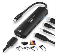 Guermok Adaptateur 5-en-1 USB-C pour Lunettes AR, Charge Rapide Pd100W, vidéo 8K@60Hz, Ports USB/USB-C - pour X Real Air/2 Pro/One, Ray Neo Air, Rokid, Switch, Phone 15/16, Noir