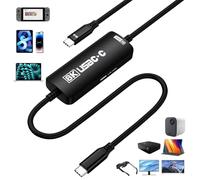 Guermok Adaptateur USB-C vers AR, 8K @ 30 Hz / 4K @ 144 Hz / 1080p @ 240 Hz, câble vidéo USB C vers USBC de 1,2 m avec PD 3.0, commutateur 2/1, station d'accueil TV, pour lunettes AR, moniteurs