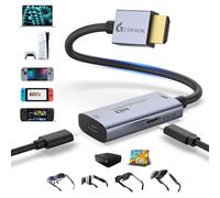 Guermok AR Glasses Adaptateur d'affichage HDMI vers USB-C, 1.5 m, 4K @ 60 Hz, convertisseur AR avec DC 5 V, pour X Real One/Air 2 Pro/Ray Neo/Rokid, Switch 2/1, PS 5/4, moniteurs Portables, Argent