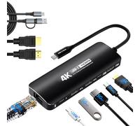 Guermok Carte Capture USB-C 6 en 1 Hub HDMI 4K@60 Sortie HDMI PD 3.0 1000 Mbps Ethernet USB-A 3.0 pour consoles portables et station d'accueil Switch 2 pour ordinateurs portables/tablettes/TV/écrans