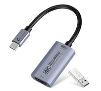 Guermok Carte de Capture HDMI 4K@60FPS, 1080P@240FPS USB 3.0 HDMI vers USB A/C pour Streaming, Compatible Pad, Switch 2/1, PS5/4, Quest 3, macOS, Windows, OBS, Caméra