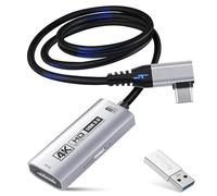 Guermok Carte de capture HDMI 4K USB3.0 pour streaming, PD100W, USB 90°, 1 m 4K @ 60 FPS 1080p @ 240 fps HDMI vers USB A/C appareils de capture vidéo pour Pad/Tablet/MacOS/Switch2/1/appareil photo/PC