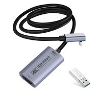 Guermok Carte de Capture vidéo 4K 60FPS, USB-C coudé en L, 1 m, 1080P 240FPS USB3.0 HDMI vers USB A/C pour Streaming, Compatible Pad/Mac OS/PC, Quest 3, OBS, PS 5/4, Switch 2/1, Caméra