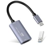 Guermok Carte de Capture vidéo, USB 3.0 HDMI vers USB C, Carte de Capture Audio 4K 1080p60fps pour Jeux vidéo en Direct, Fonctionne pour système Windows Mac OS pour Switch2/1