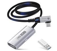 Guermok USB3.0 Video Capture Card for Streaming, PD 100W & 90 Degree USBC & Type C Adapter, 3.3ft 2K@30FPS HDMI to USB A/C Capture Devices for VR/Quest3 /Pad/MacoS/Switch /PS5/4