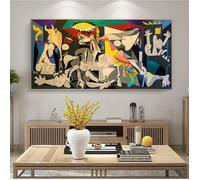 Guernica de Picasso, peinture sur toile, reproduction, affiche et impression célèbre, tableau pour salon sans cadre, 65x130cm
