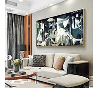 Guernica Noir et Blanc de Picasso Reproductions de Peintures sur Toile Affiches et Gravures Célèbres Décoration Murale pour Chambre à Coucher Décoration d'intérieur 60x120cm cadre intérieur