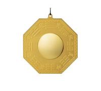 GUERNSEY Ornement de Statue D'attraction de Richesse Miroir Bagua Vintage en cuivre plaqué Or véritable, Ornements for la Maison, Pendentif concave et Convexe, décoration Artisanale Décor de Richesse