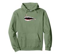 Guerre Mondiale Shark Mouth Fighter Avion Nez Art Militaire Sweat à Capuche, Unisexe pour Adultes, Vert Sauge, XL