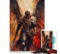 Guerrier ailé en Armure avec épée Puzzle Adulte 1000 pièces Jeu de Stimulation mentale Découpe Laser de qualité supérieure Activité relaxante en Groupe à l'intérieur (38x52cm)