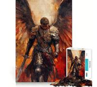 Guerrier ailé en Armure avec épée Puzzle de 1000 pièces pour Adultes Stimule la Concentration Jeu Amusant Taille Uniforme Pièces précises Activité de Partage pour Les Proches (50x75cm)