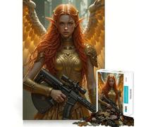 Guerrier angélique avec Fusil Puzzle 1000 pièces Jeu Amusant et Facile à Assembler Pièces nettes et sans bavures Jeu Portable et idéal pour Les Voyages (38x26cm)