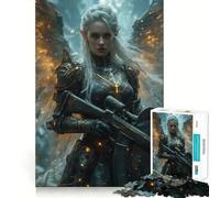 Guerrier angélique avec Fusil Puzzle de 1000 pièces pour Adolescents Jeu de Concentration mentale Découpe de précision Bords Lisses pour Les fêtes (38x52cm)