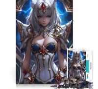 Guerrier Anime aux Cheveux Blancs Puzzle de 1000 pièces pour Adultes Jeu de réflexion Découpe Nette Alignement Parfait Activité Amusante en Famille Soirée Jeux (50x75cm)