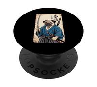 Guerrier Carlin samouraï avec épée Katana Bushido en Kimono PopSockets PopGrip Adhésif
