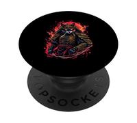 Guerrier Chat samouraï PopSockets PopGrip Adhésif