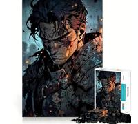 Guerrier Cramoisi balafré aux Yeux Rouges Brillants Puzzle de 1000 pièces pour Adolescents Jeu de logique et de réflexion Détente mentale Cadeau de Noël précis (38x26cm)