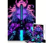 Guerrier Cyber Oni Néon Puzzle 1000 Pièces Cadeau pour Adultes Jeu de Réflexion Jeu de Partage Découpe Soignée Surprise d'anniversaire (38x52cm)