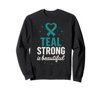 Guerrier de sensibilisation au cancer de l'ovaire avec ruban bleu sarcelle Sweatshirt