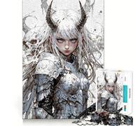 Guerrier démon aux Cheveux Blancs Puzzle de 1000 pièces Entraînement cérébral Amusant Emboîtement précis sans espaces Activité de Partage et de complicité avec Les Proches (38x26cm)