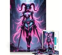 Guerrier démon néon en Milieu Urbain Puzzle de 1000 pièces pour Adultes Jeu de réflexion Silencieux et Amusant Cadeau attentionné (38x52cm)