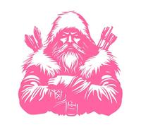 guerrier d'hiver féroce avec capuche en fourrure et flèches d'arc parfaites Stickers gravés 67.2x68.2cm Amovible sans laisser de colle Rose