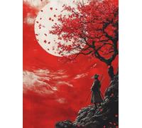 Guerrier Diamond Painting Adulte, Diamond Painting Japon Broderie Diamant Kit Complet, Bricolage 5D Cristal Point de Croix Puzzle Tableau Perle pour Salon Murale Décoration Cadeaux 40x55cm i2-2X