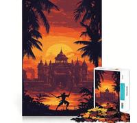 Guerrier en Silhouette au Coucher du Soleil Puzzle de 1000 pièces pour Adultes et Adolescents Amélioration de la mémoire Détente et légèreté Découpe Nette 38x26cm