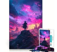 Guerrier en Silhouette au Coucher du Soleil Puzzle Difficile de 1000 pièces pour Adultes Jeu de logique Lien Familial Découpe de précision Surprise chaleureuse 38x26cm