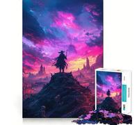 Guerrier en Silhouette au Coucher du Soleil Puzzle pour Adolescents 1000 pièces Jeu de logique Cadeau raffiné et de qualité supérieure pour Toute la Famille 50x75cm