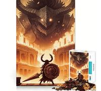 Guerrier Face à Un démon Colossal Puzzle de 1000 pièces pour Adolescents Jeu de Concentration mentale Découpe de précision Bords Lisses pour Les fêtes (38x52cm)