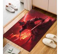 Guerrier Flamboyant de Dessin Animé Tapis Salon Lavable 60x90cm Rug Chambre Adulte Moderne Rug Épée de Samouraï Rouge Tendance Tapis Antidérapant Poils Ras Grand Paillasson Interieur Entree Moelleux