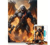 Guerrier Gorille ailé dans Un Paysage de feu Puzzle Adulte 1000 pièces Jeu de réflexion Cadeau Découpe de Haute précision Activité relaxante en Groupe à l'intérieur (38x26cm)