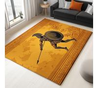 Guerrier Grec Antique Tapis de Salon 60 x 90 cm Poil Court Fin Doux Léger Résistant, Jaune Tapis de Chambre Lavable en Machine pour Salle à Manger et Bureau Moquette