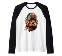 Guerrier Inca Boxe Mexicain avec Jaguar Spirit Manche Raglan