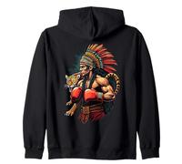 Guerrier Inca Boxe Mexicain avec Jaguar Spirit Sweat à Capuche