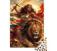 Guerrier Lion Épée 1000pcs pour Adultes Mini Puzzle Carton Décor De Salon | 38x26cm Carton Décor De Salon Structure Durable Cadeau D'anniversaire Soulagement Du Stress