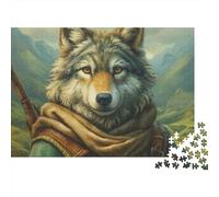 Guerrier Loup 1000 Pièces Carton Recy rt Aventure Fantastique Puzzle, Décompression Éducative, Cadeau Personnalisé, Décor Mural & Activité Vacances Famille 70x50cm/1000pcs