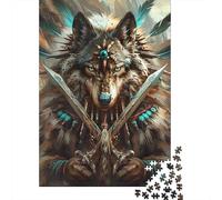 Guerrier Loup 1000 Pièces Mini Puzzle pour Adultes | 52x38cm Carton, Décoration Maison, Coupe Précise, Cadeau Anniversaire, Détente Esprit