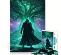 Guerrier mystérieux Devant Un Arbre Lumineux Puzzle de 1000 pièces pour Adultes Jeu de réflexion Anti-anxiété Bords précis Cadeau attentionné (38x26cm)