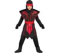 Guerrier Ninja Costume Noir Rouge Dragon Combatfaction Fascination Halloween Vêtements Enfants Fantaisie Aventure Héros Fantastique Célébration Automne Saison, Taille : 110/116 Couleur : Noir