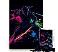 Guerrier Ninja Néon avec Épées Puzzle de 1000 Pièces pour Adultes Jeu d'Entraînement Cérébral Paisible et Amusant Pièce d'art à Assembler (38x52cm)