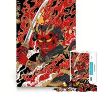 Guerrier Oni Rouge avec épée Puzzle de 1000 pièces pour Adultes et Adolescents Se Souvenir, Construire Lentement, apprécier, découpe précise, œuvre d'art à Collectionner (50x75cm)