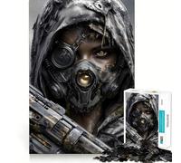 Guerrier Post-apocalyptique avec Masque et Arme à feu Puzzle de 1000 pièces pour Adolescents Améliore la mémoire Loisirs faciles Découpe Ferme Décoration Murale (38x52cm)