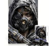 Guerrier Post-apocalyptique avec Masque et Arme à feu Puzzle de 1000 pièces pour Adultes Améliore la mémoire et soulage l'anxiété Décoration Murale aux Bords Nets (38x26cm)