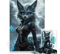 Guerrier Renard Mystique aux Yeux Brillants Puzzle de 1000 pièces pour Adultes Jeu de réflexion et de Concentration Activité Calme et Amusante Bords serrés pour Les vœux du Père Noël