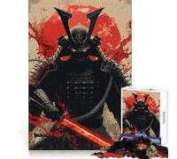 Guerrier samouraï à l'épée Rouge Puzzle de 1000 pièces Art numérique pour Adolescents Jeu de logique et de détente mentale Découpe précise Cadeau de Noël (38x52cm)