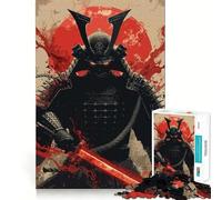 Guerrier samouraï à l'épée Rouge Puzzle de 1000 pièces Art numérique pour Adolescents Jeu de logique et de détente mentale Découpe précise Cadeau de Noël (38x52cm)